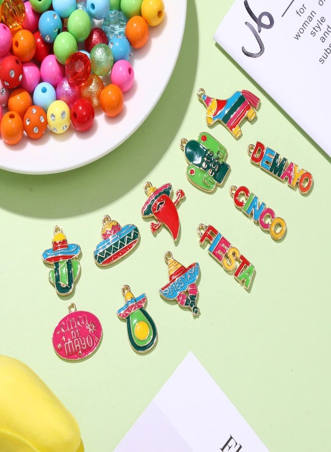 CEALXHENY 2750PCS Mexican Beads Colorful Cinco De Mayo Fiesta Beads for Jewelry Making, Polymer Clay Beads Crystal Acrylic Bead Enamel Sombrero Chili Fiesta Charms for Bracelet Necklace Making DIY Crafts - Image 4