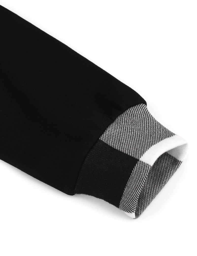VALOLIA Fashion Pullover Sweaters for Women, Womens Sweater Tops 2025 Ladies Long Sleeve Plus Size Black Plaid Tunic Shirt Zipper V Neck Winter Swing Flowy Blouse Cotton Sweatshirt Black White X-Large - Image 4
