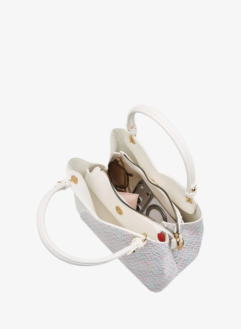 Flora Bella By Shoexpress  Monogram Print Tote Bag With Detachable Strap for Women | Best Price UAE