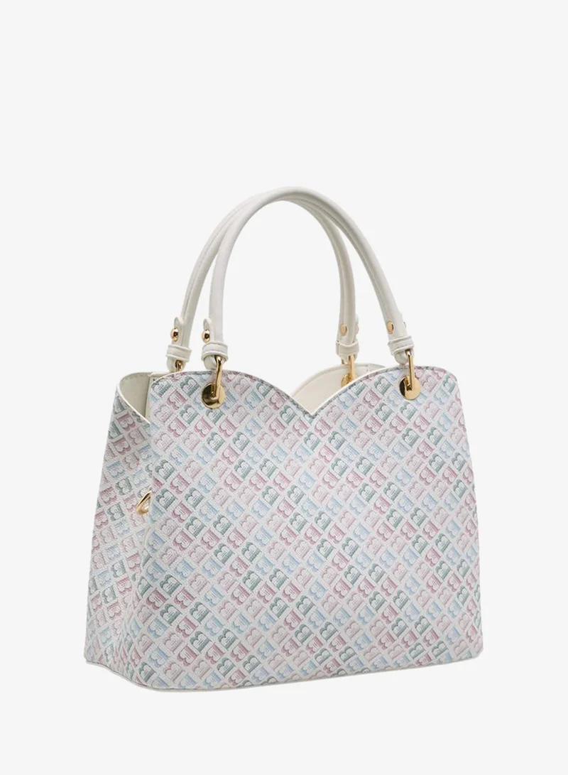 Flora Bella By Shoexpress  Monogram Print Tote Bag With Detachable Strap for Women | Best Price UAE