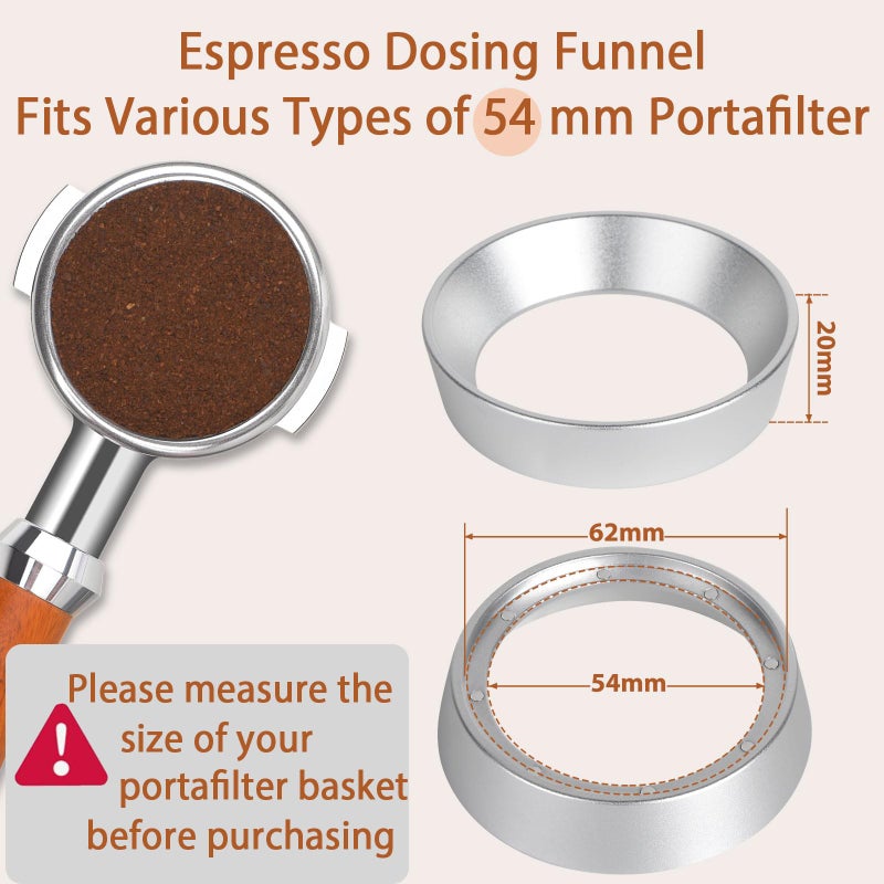 Attsky 54mm Portafilter Funnel with Magnetic, Lightweight Aluminum Espresso Dosing Funnel - Image 2