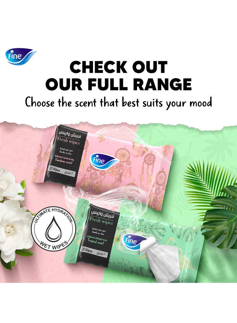 Fine مناديل مبللة متعددة الاستخدامات طازجة 20 ورقة عبوة من 4 - Image 5