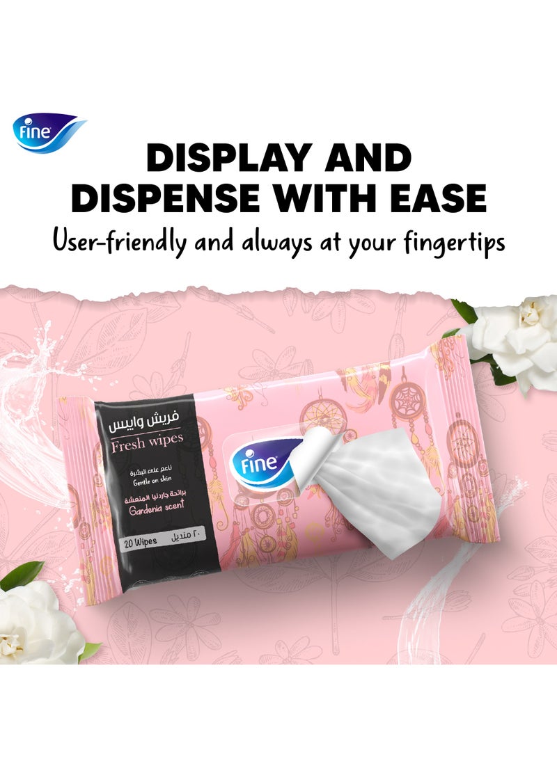 Fine مناديل مبللة متعددة الاستخدامات طازجة 20 ورقة عبوة من 4 - Image 3