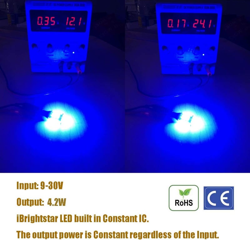 iBrightstar Extremely Bright 3030 Chipsets T15 912 W16W 921 LED Bulbs for Truck Cargo Lights, High Mount / 3rd Brake Lights, Blue - Image 4