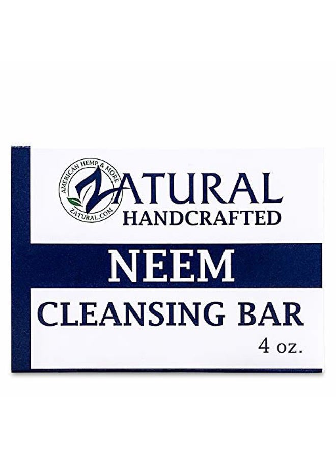 Zatural Neem Cleansing Bar – 100% Plant-Based Neem Oil Soap for Face and Body – Cold-Pressed, Vegan, and Fragrance-Free – Natural Skin Support – 4 oz (1 Bar) - Image 1
