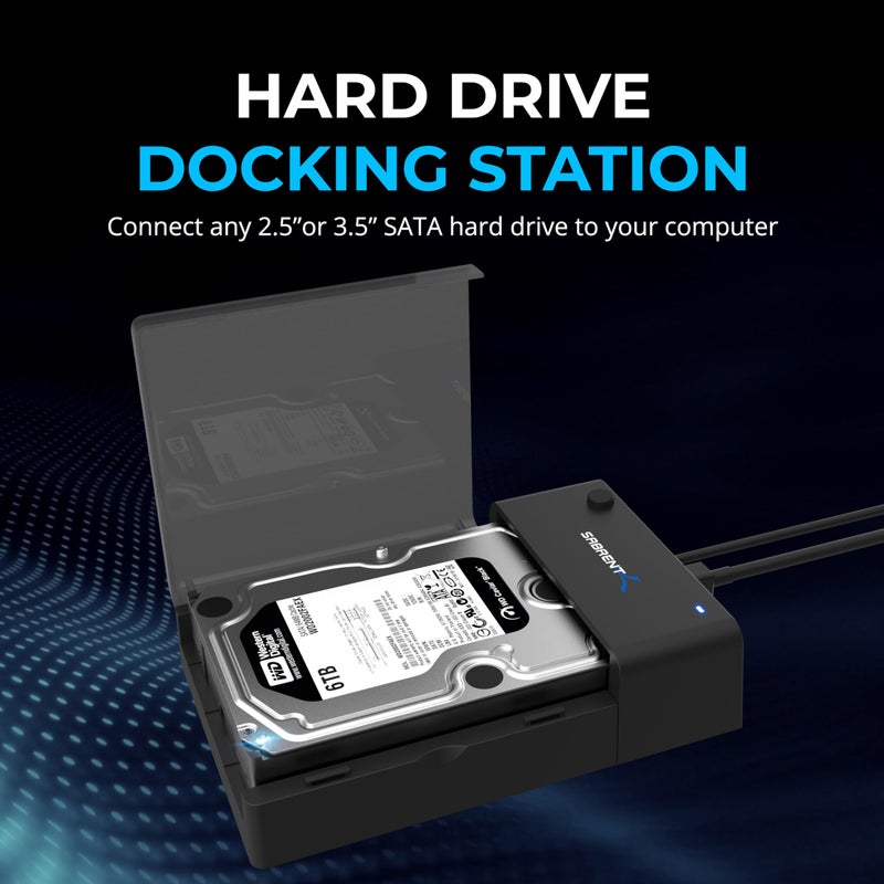 SABRENT USB 3.0 to SATA External Hard Drive Lay-Flat Docking Station for 2.5 or 3.5in HDD, SSD [Support UASP] (EC-DFLT) - Image 3