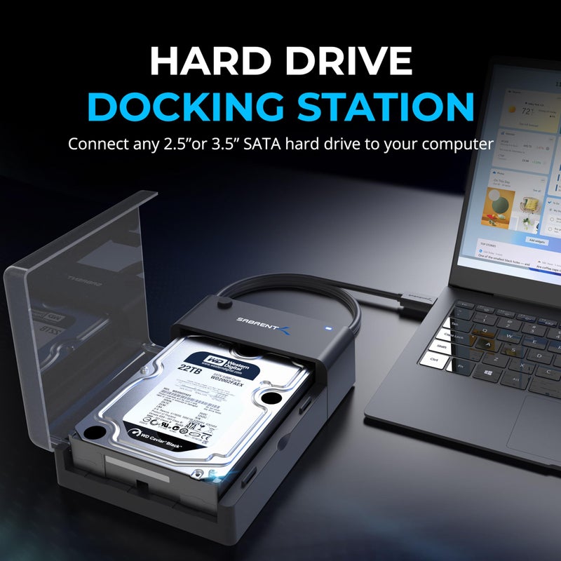 SABRENT USB 3.0 to SATA External Hard Drive Lay-Flat Docking Station for 2.5 or 3.5in HDD, SSD [Support UASP] (EC-DFLT) - Image 4