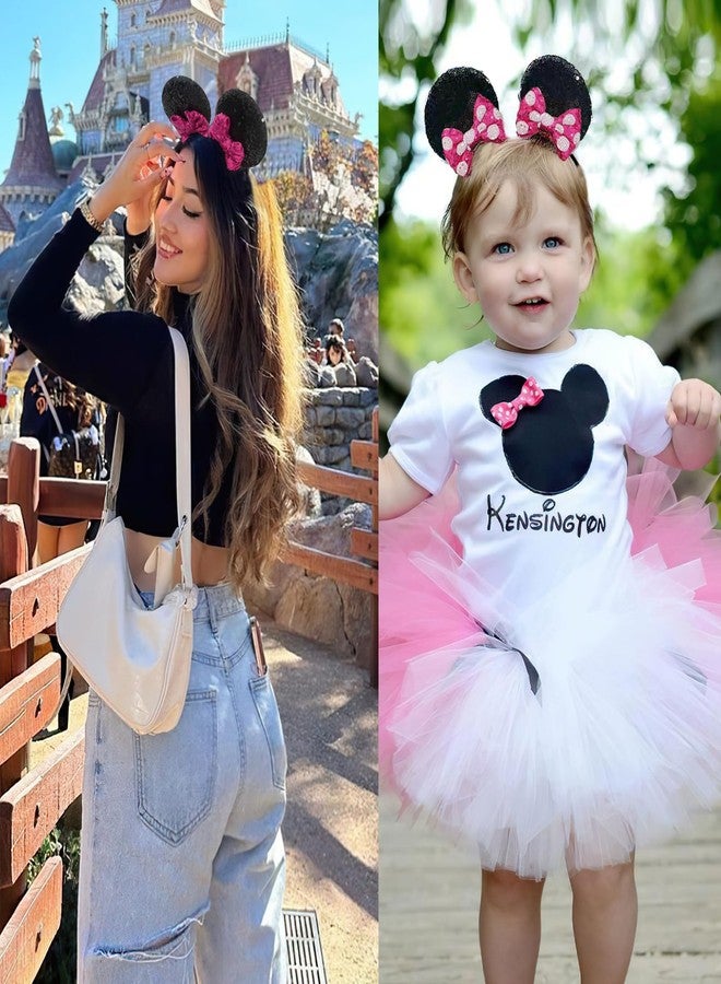 Ayesha Mouse Ears Hair Clips Mouse Ears for Toddler Girls Pink Mouse Bows Barrettes Hair Accessories for Baby Girls Toddler Kids Costume Party 4PCS - Image 5