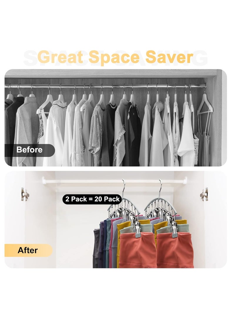 Nariele 2Pcs Legging Organizer, Pant Hangers, Metal Yoga Pants Hanger, with Rubber Coated, Hangers Space Saving Hanging Closet Organizer, with 10 Clips, for Closet Organizers and Storage - Image 3