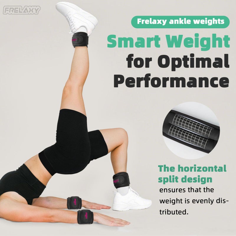 Frelaxy Ankle Weights Sets for Women Men Kids 1lb 2lb 3lb Pairs with Adjustable Straps, Strength weighted for Physical Therapy Running Walking Fitness Gym Workout (Black/Pink, 1 lb x 2) - Image 3