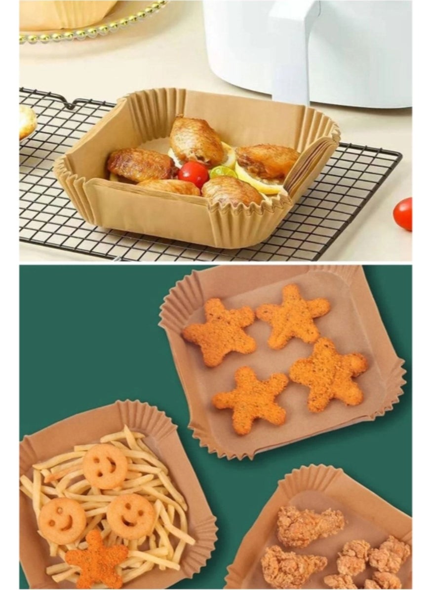 Toyfest - Disposable Square Depth Air Fryer Baking Paper Top: 20CM x Bottom: 16CM x 4.5cm - 100 Pieces - Image 1
