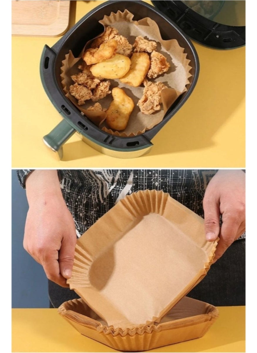 Toyfest - Disposable Square Depth Air Fryer Baking Paper Top: 20CM x Bottom: 16CM x 4.5cm - 100 Pieces - Image 1
