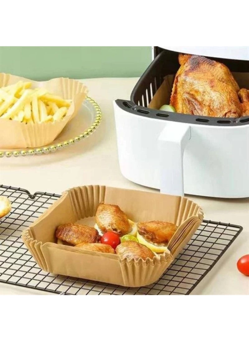 Toyfest - Disposable Square Depth Air Fryer Baking Paper Top: 20CM x Bottom: 16CM x 4.5cm - 100 Pieces - Image 1