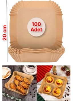 Toyfest Disposable Square Depth Air Fryer Baking Paper Top: 20CM x Bottom: 16CM x 4.5cm - 100 Pieces  - Image 1