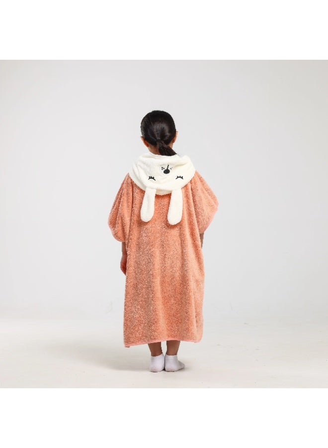 Relef Kids Cappa Bathrobe with Hood – Quick-Dry Coral Fleece Microfiber Bathrobe for Kids, Soft & Absorbent - Apricot - Image 3