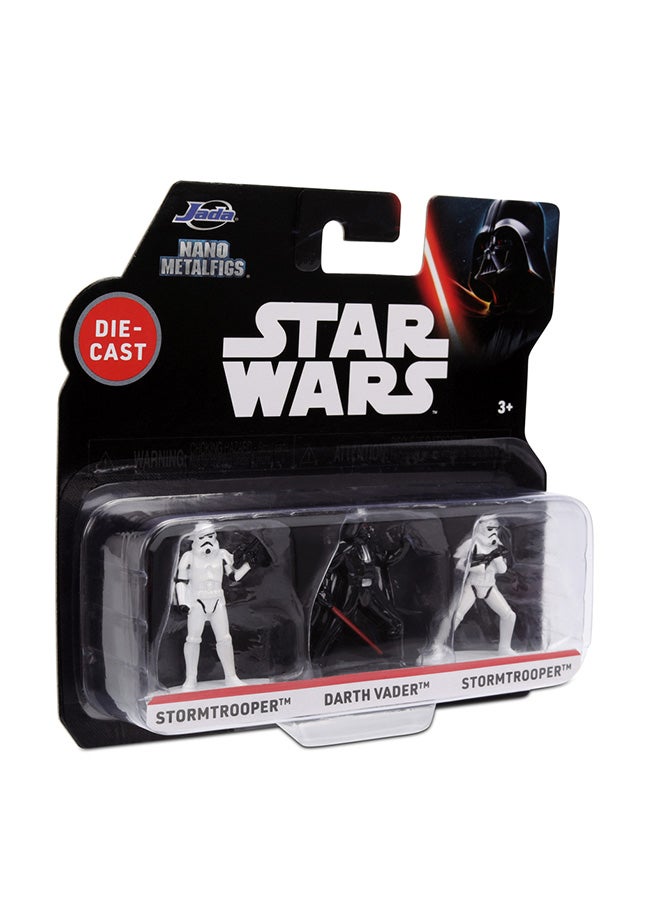Jada Toys Star Wars Nano Die-Cast Figures Set of 3, Stormtrooper, Darth Vader, Stormtrooper 2.4 cm 1.65 Inches - Multicoloured - Image 4