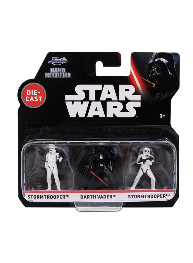 Jada Toys Star Wars Nano Die-Cast Figures Set of 3, Stormtrooper, Darth Vader, Stormtrooper 2.4 cm 1.65 Inches - Multicoloured - Image 3