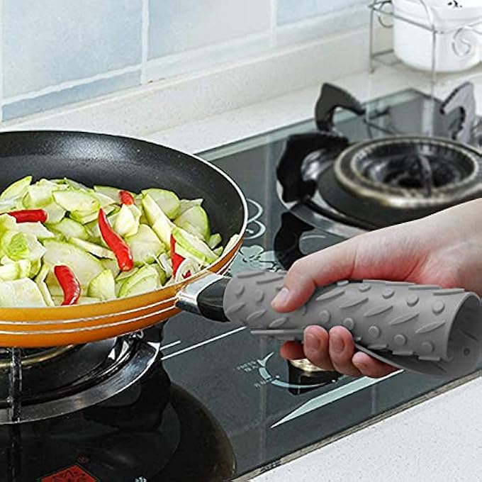 KASTWAVE Silicone Trivet Mat Hot Pot Holders Hot Pads For Kitchen NonSlip Heat Resistant Jar Opener Spoon Rest Garlic Peeler Potholders 4 Pack 7X7 Grey Modern Kitchen Tool - Image 2