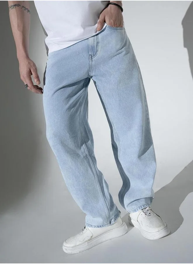 هوبرهولمي Mid Rise Plain Loose Fit Jeans by Styli