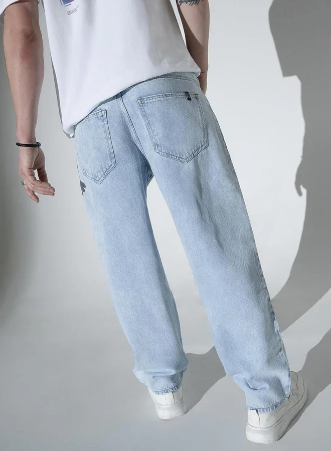 Hubberholme Hubberholme Mid Rise Plain Loose Fit Jeans