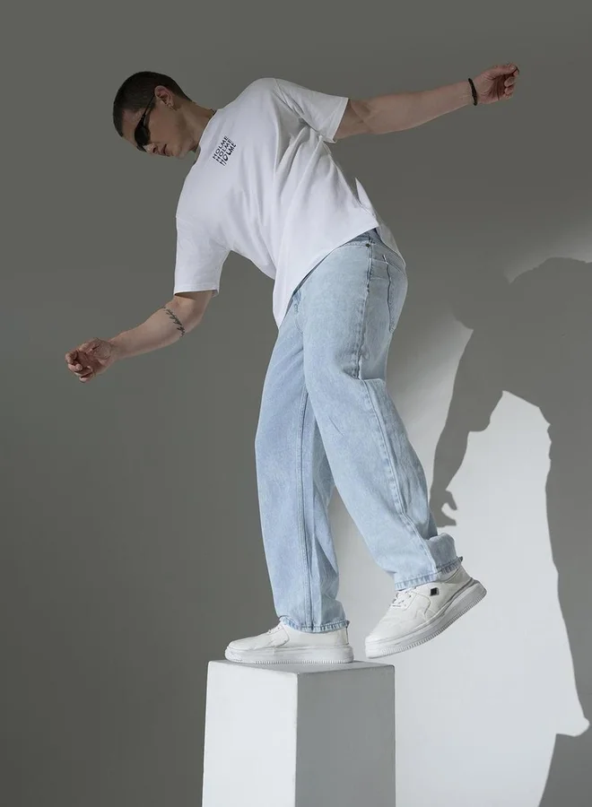 Hubberholme Hubberholme Mid Rise Plain Loose Fit Jeans