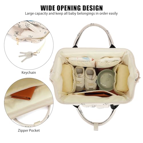 Dezcrab Baby Diaper Bag Backpack for Mom, Large Capacity Travel Nappy Bag for Boys & Girls with Stroller Straps (Corduroy Bow Tie) - Image 5