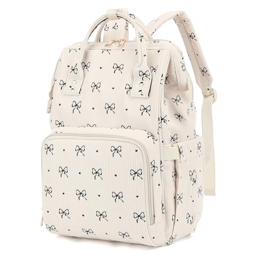 Dezcrab Baby Diaper Bag Backpack for Mom, Large Capacity Travel Nappy Bag for Boys & Girls with Stroller Straps (Corduroy Bow Tie) - Image 1