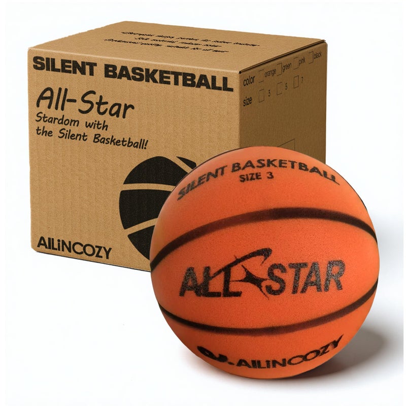 ALLINCOZY Weighted Silent Basketball, Soft Foam Airless Basketball, High Bounce, Noise-Free Training Ball, Gift Packaging, Safe for Indoor Activities, Size 3 Orange 2025 Latest - Image 1