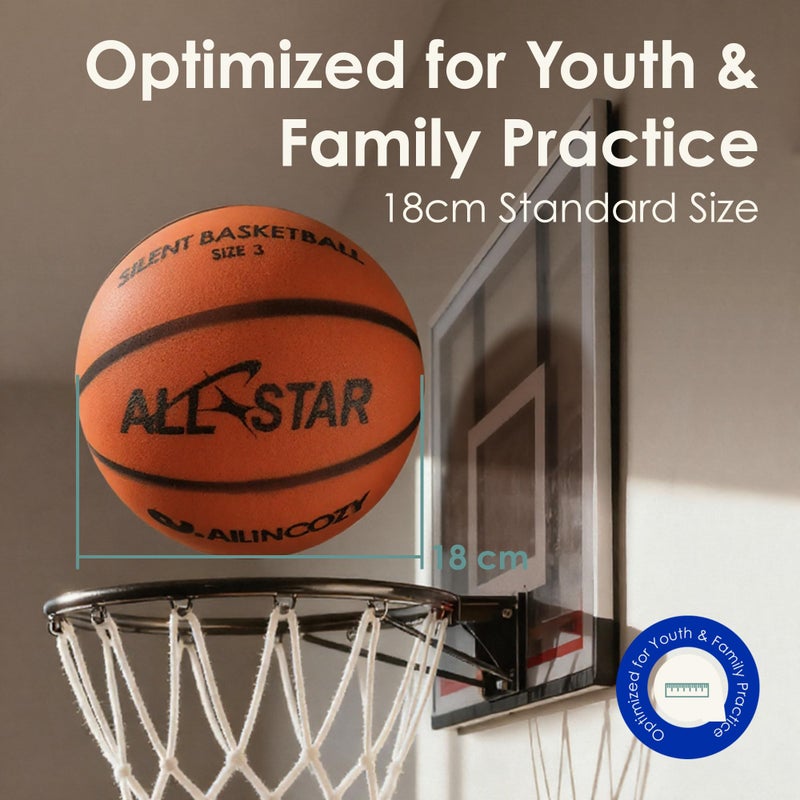 ALLINCOZY Weighted Silent Basketball, Soft Foam Airless Basketball, High Bounce, Noise-Free Training Ball, Gift Packaging, Safe for Indoor Activities, Size 3 Orange 2025 Latest - Image 4