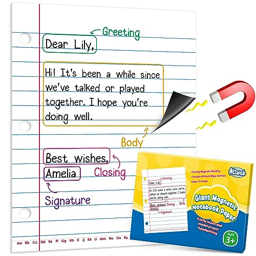 Aizweb Giant Magnetic Notebook Paper,Dry Erase Handwriting Lined for Classroom Whiteboard Accessories, Chart Paper Teacher Must Have Homeschool Teaching Supplies,Teacher Essential,17" x 21.5" - Image 1