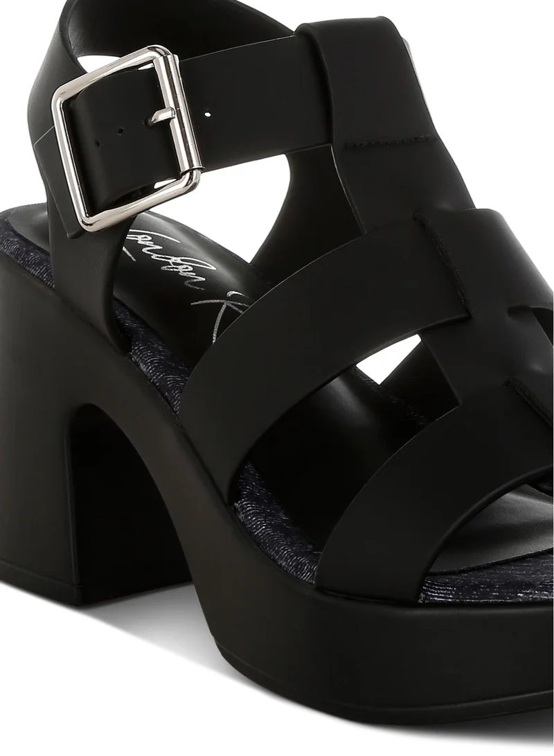 London Rag Chunky Pin Buckle Platform Heels in Black
