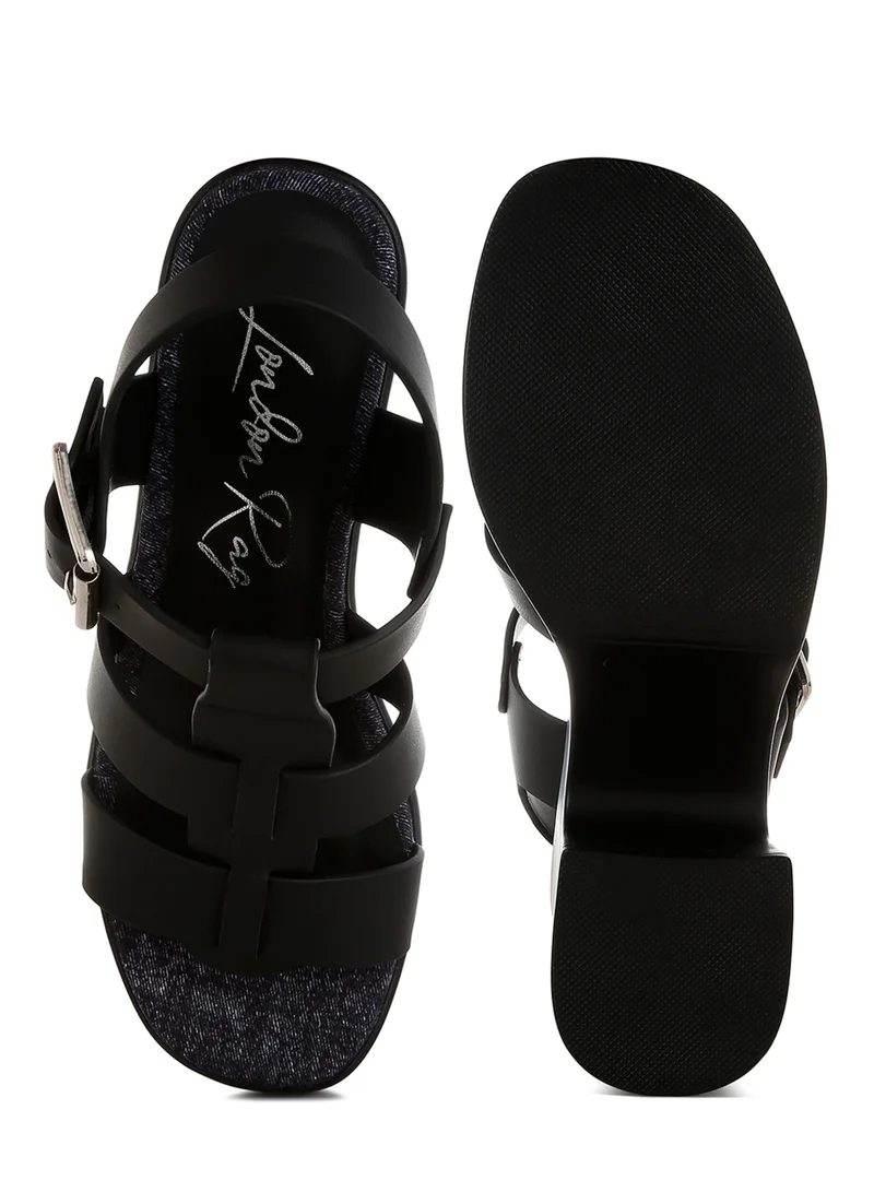 London Rag Chunky Pin Buckle Platform Heels in Black