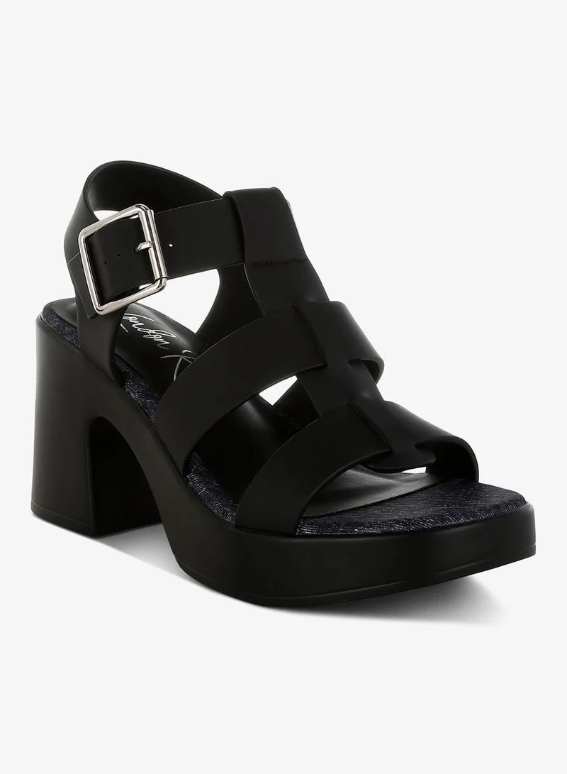 London Rag Chunky Pin Buckle Platform Heels in Black