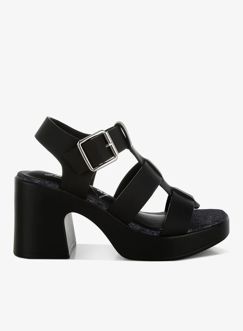London Rag Chunky Pin Buckle Platform Heels in Black