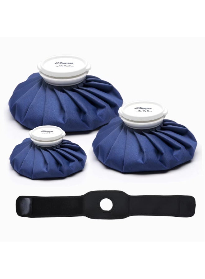 Chabeia Ice Packs for Injuries Reusable, Ice Cold Pack, Ice Bags Hot Water Bag for Hot & Cold Therapy and Pain Relief, 3 Ice Packs, 3 Sizes (6"/9"/11"), No-Leak Elastic Breathable Ice Bag  - Image 1
