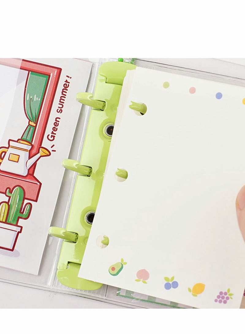 Transparent Notebooks, Mini Binder with Keychain, Soft Plastic PVC 3 Round Rings Planner Cover Notebook Protector Inner Papers