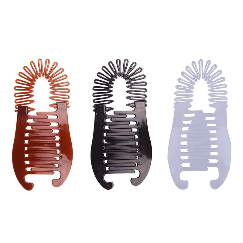 Sluswallow 3Pcs Colorful Elongated Interlocking Plastic Banana Clip Hair Combs Women Two Sides Hair Combs Ponytail Hair Clincher Hair Accessories for Ponytail Holder Hair Clips Clips and Barrettes - Image 3