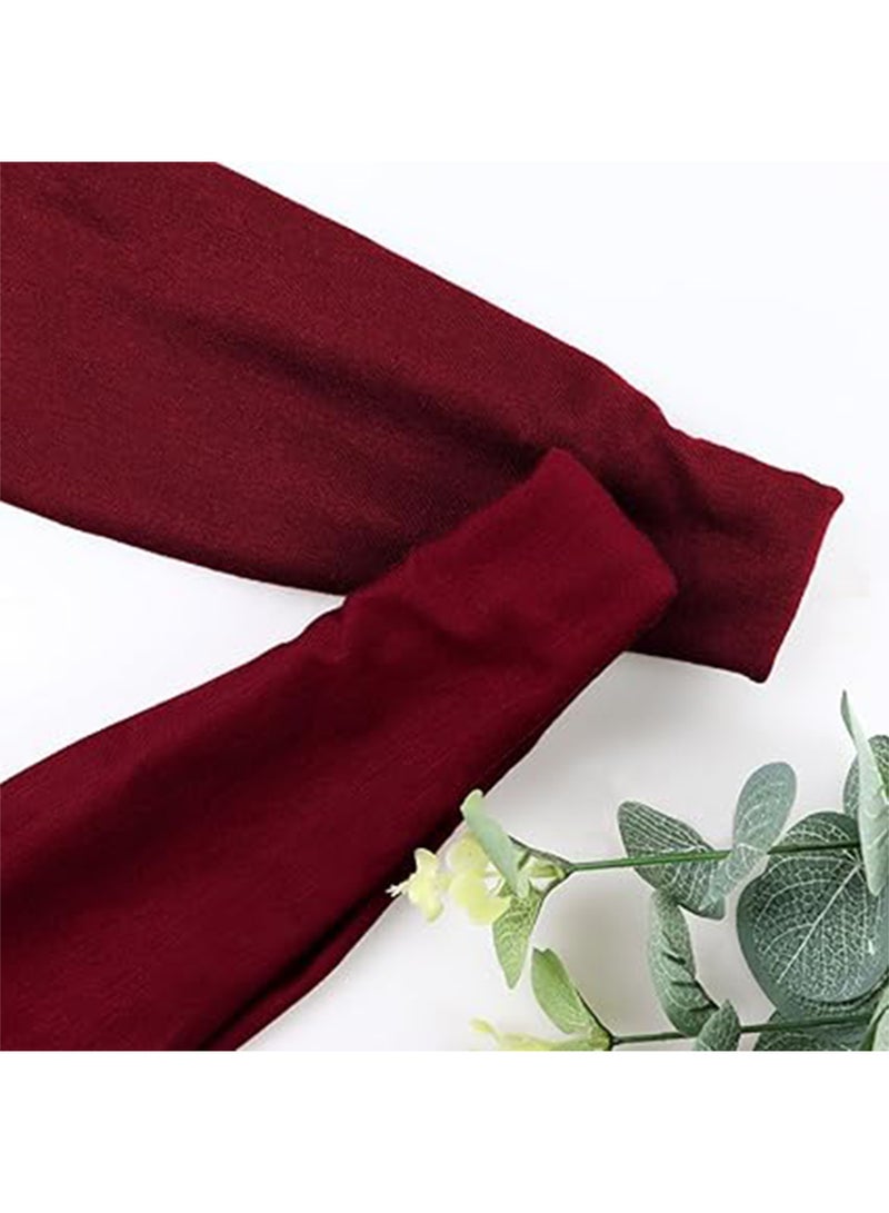 Generic Fashion Headbands For Women Wide Headband Yoga Workout Head Bands Hair Accessories(Burgundy)  - Image 4