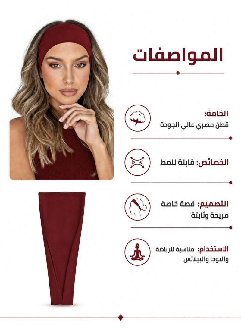 Fashion Headbands For Women Wide Headband Yoga Workout Head Bands Hair Accessories(Burgundy) - Image 2