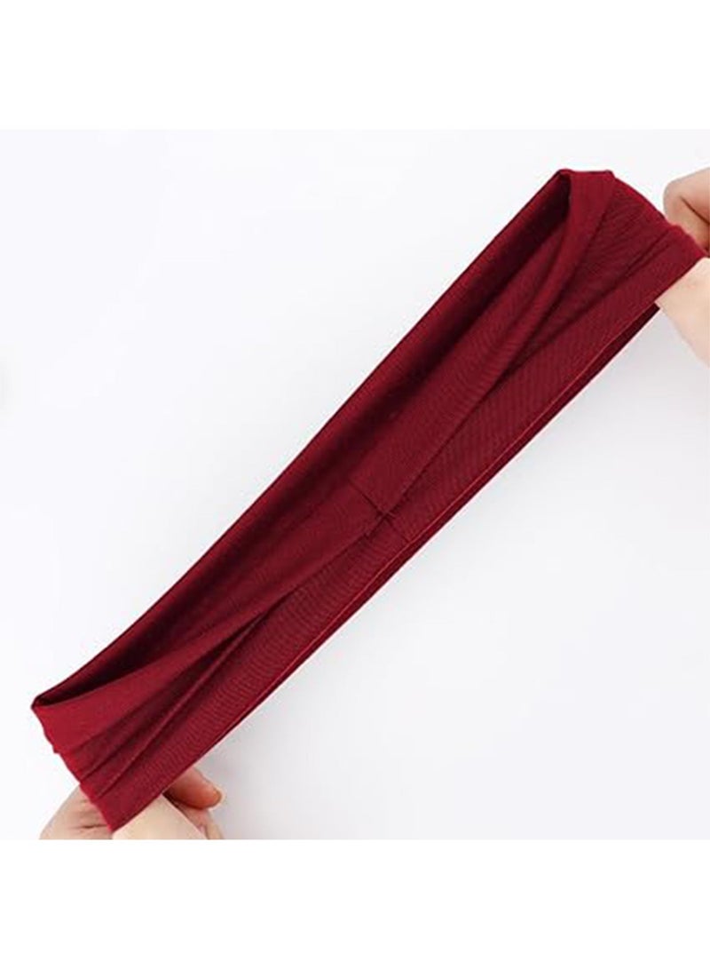 Fashion Headbands For Women Wide Headband Yoga Workout Head Bands Hair Accessories(Burgundy) - Image 5