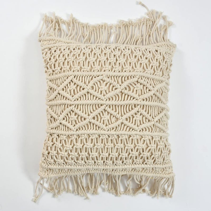 pepme pepme Macrame Cushion Cover Diamond Chain 20x20 OffWhite  - Image 2