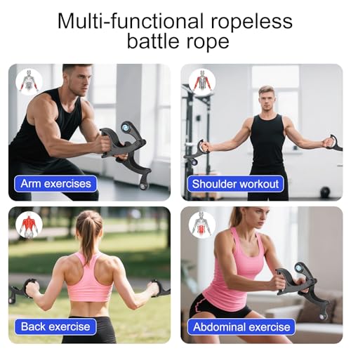 Vicamy Ropeless Battle Ropes, No Anchor Needed,Forearm Strengthener with Silent Operation, Space-Saving & Portable Home Gym Equipment, Centrifugal Force Design for HIIT, Strength & Aerobic Training - Image 4
