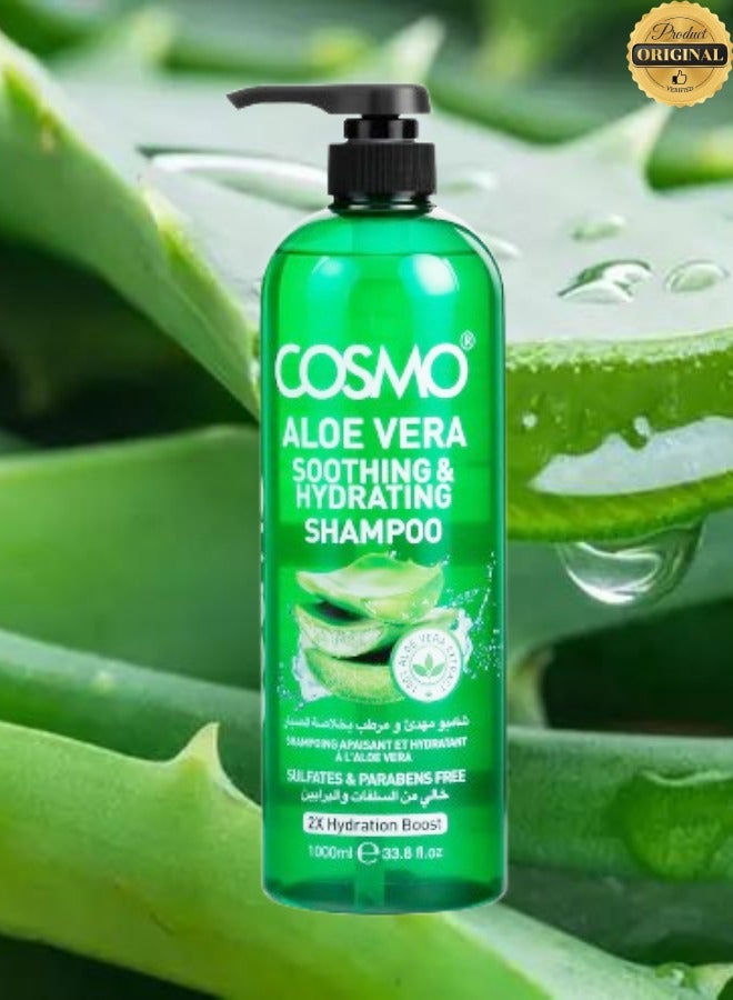 COSMO 10 Pieces Aloe Vera Soothing And Hydrating Shampoo Sulfates And Parabens Free 2× Hydration Boost 1000ML  - Image 2