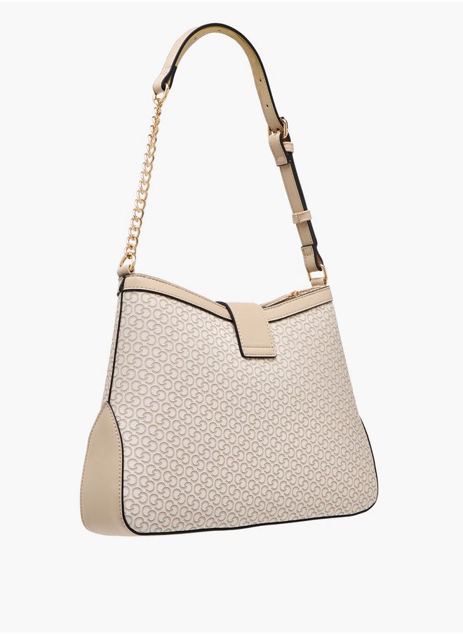 Celeste Women's Monogram Print Shoulder Bag with Flap Closure  - Image 3