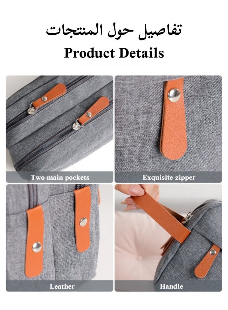 Toiletry Bag Hanging Dopp Kit for Men, Outdoor Wash Bag, Portable Handbag for Men and Women, Portable Storage Bag, Cosmetic Bags, Travel waterproof (Grey) - Image 5