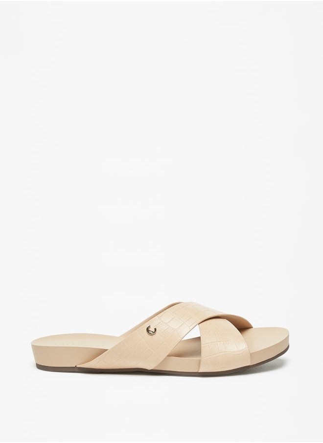 Le Confort - Women Textured Cross Strap Slip-On Sandals - Image 1