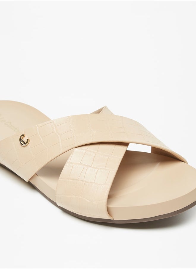 Le Confort - Women Textured Cross Strap Slip-On Sandals - Image 1
