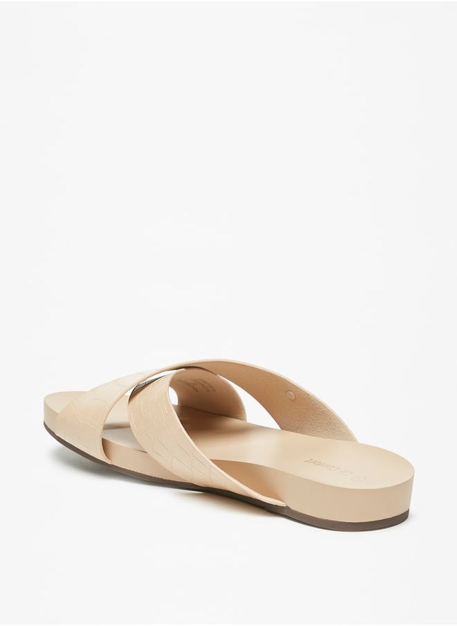 Le Confort - Women Textured Cross Strap Slip-On Sandals - Image 1