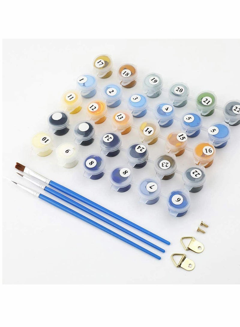 DIY Paint by Numbers for Adults Kids Arts and Crafts Drawing for Toddlers With Oil Painting Brushes 16" W x 20" Canvas Wall Art Boat on The River For Home Décor - Image 2