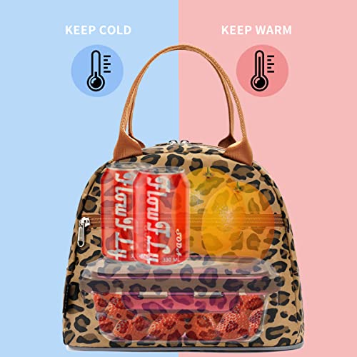 FlowFly Leopard Insulated Lunch Cooler Bag - Tote Organizer for Women/Men, Leopard - Image 2